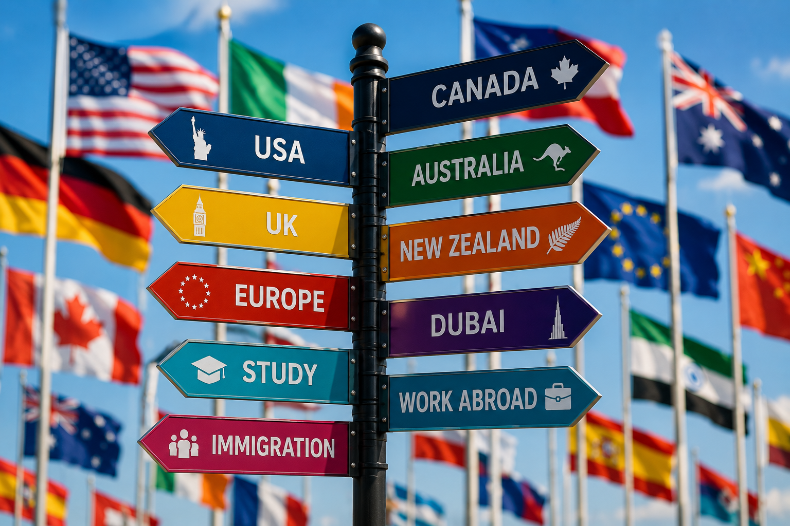 International flags and destinations